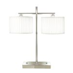 Double Nightstand Lamp, 2 Electrical Outlets, On/Off Rocker Switches, Brushed Nickel